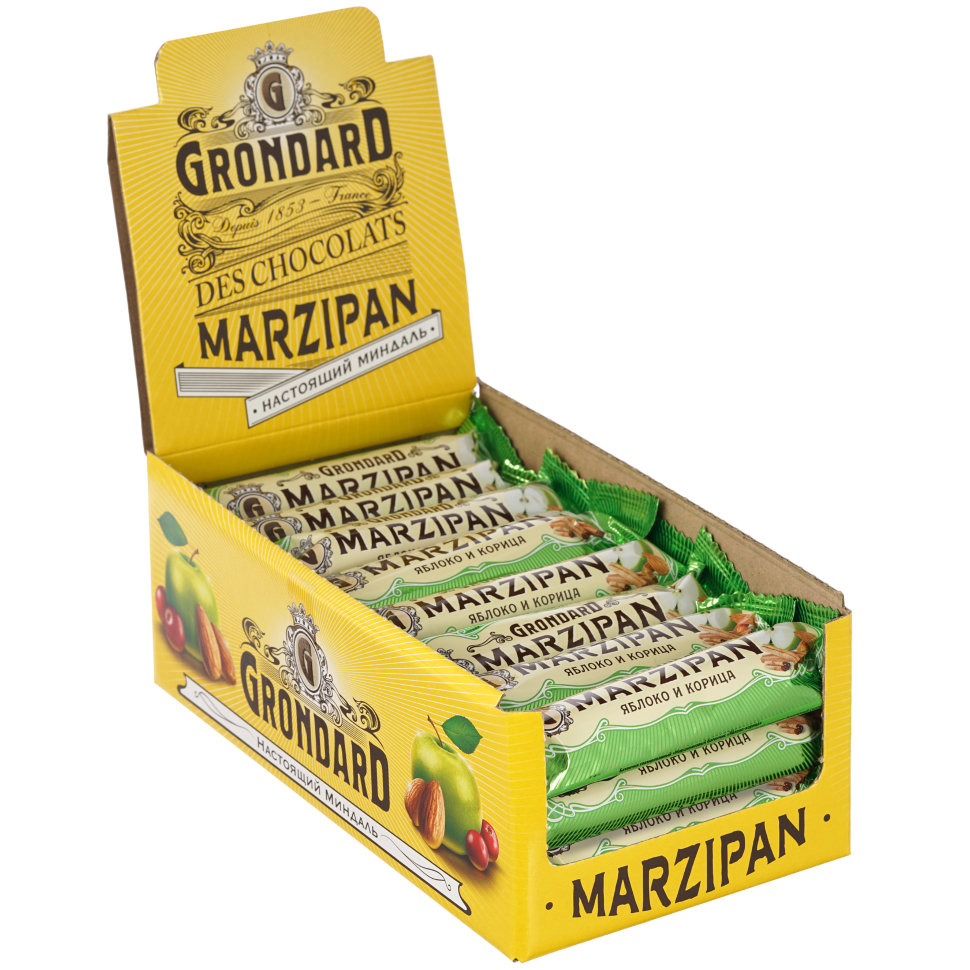  TM Grondard     (9388) Батончики глазированные Марципановые Яблоко-Корица, (24шт по 50г)     в Чапаевске